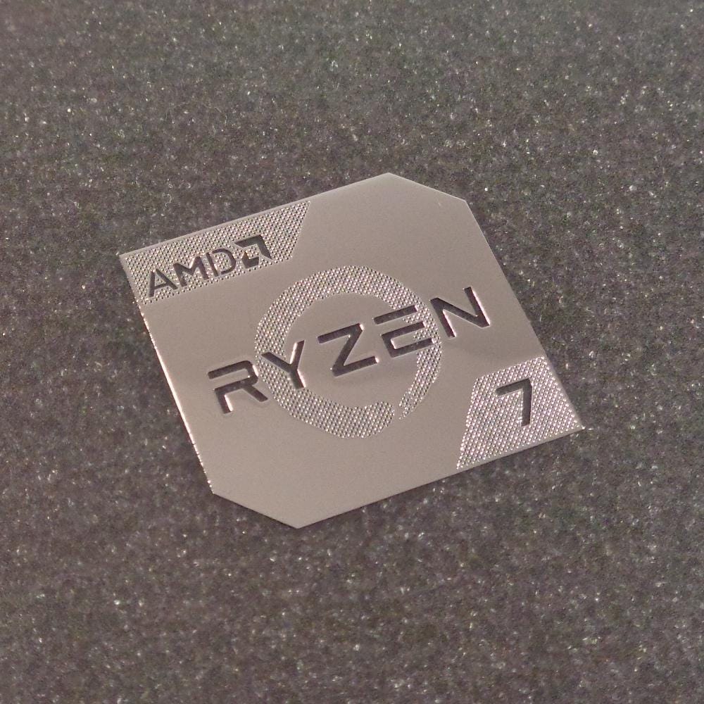 Sticker AMD RYZEN 7 Cpu PC Logo Label Decal Case Badge Silver [450c]